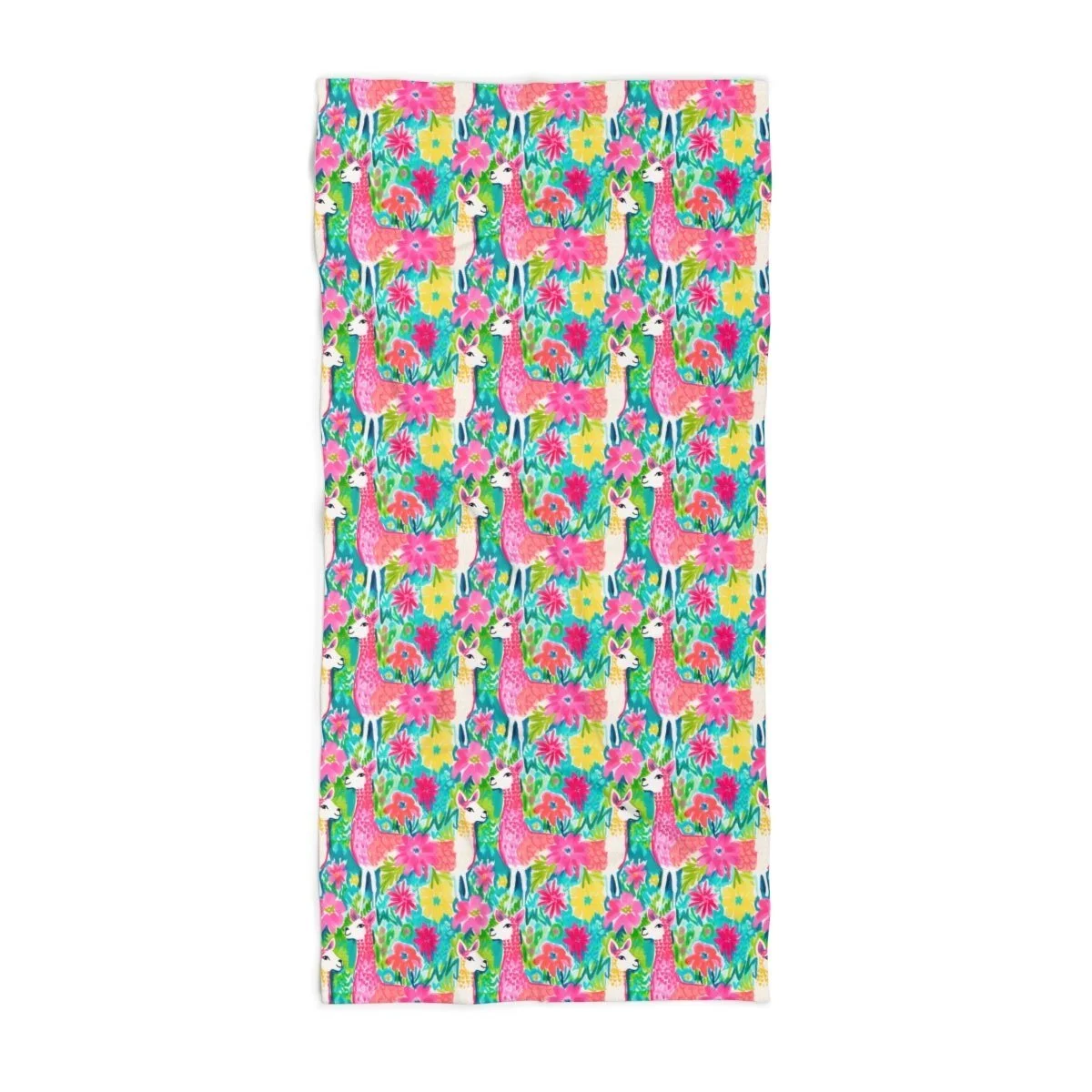 Preppy Tropical Llamas Beach Towel