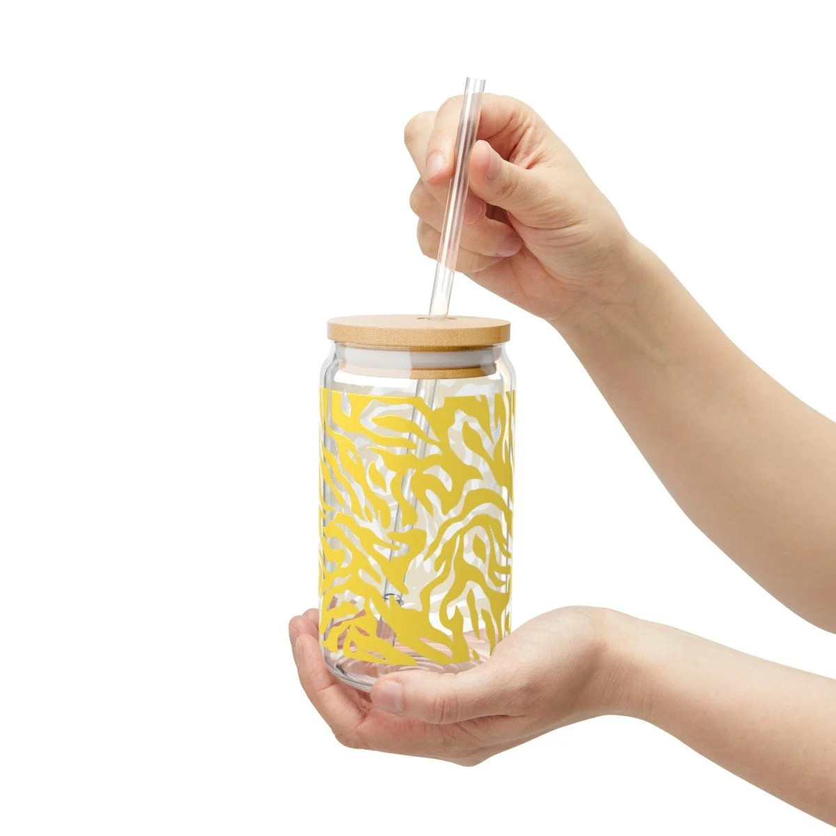 Yellow Zebra Print Sipper Glass 16oz