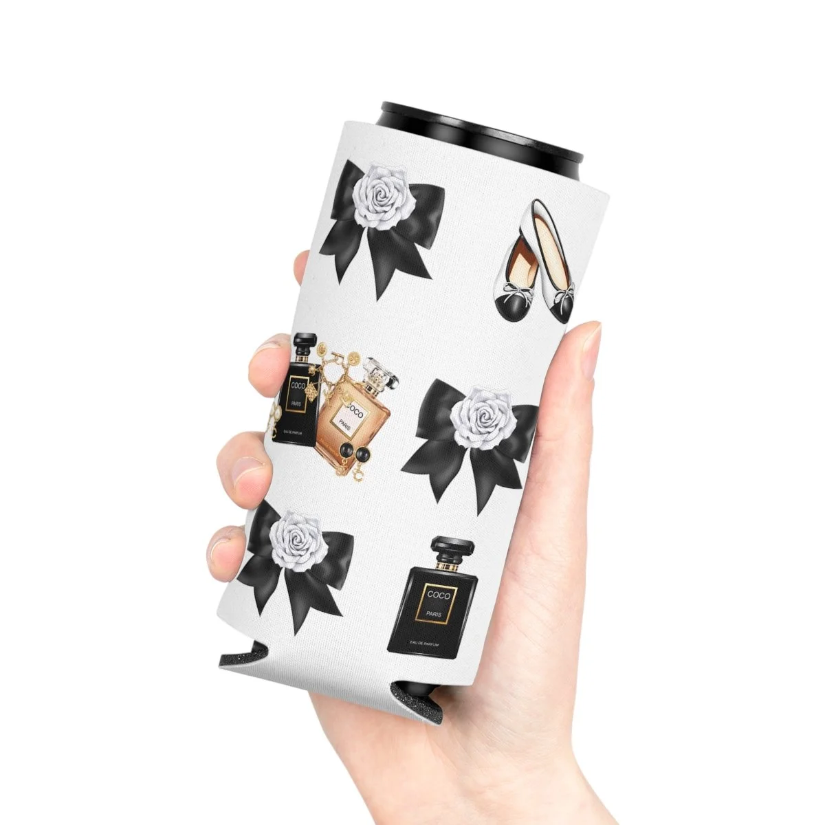Fashion Coco Mix's Black and White Can Cooler Regular or Slim