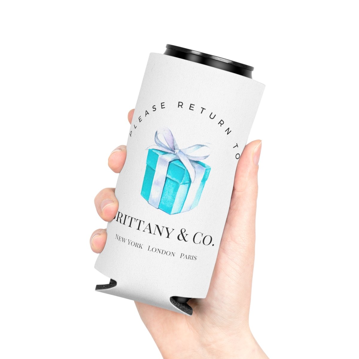 Personalized Please Return Breakfast at Tiffany's Can Cooler Regular or Slim