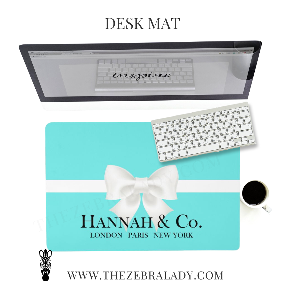 Personalized Breakfast at Tiffany's Desk Mat Pad Size's  18x12 or 24x14