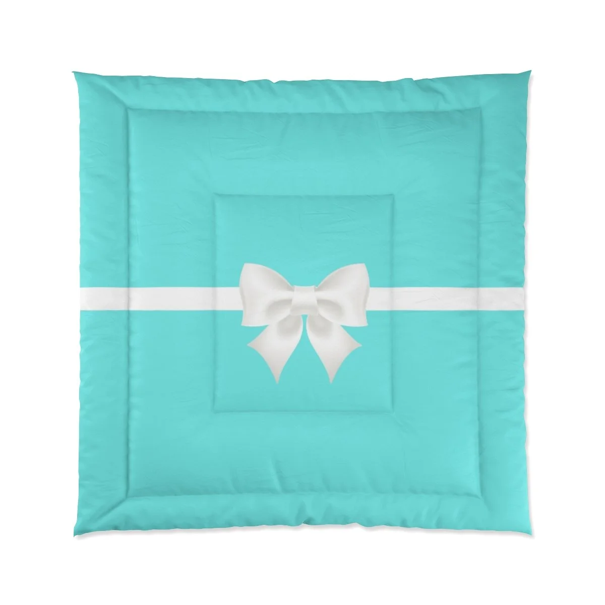 Aqua White Bow Breakfast at Tiffany's Comforter