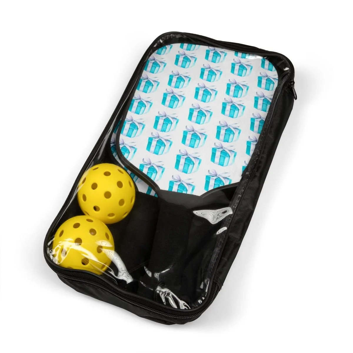 Breakfast at Tiffany's  Watercolor Little Blue Boxes Pickleball Paddles and Balls Kit  Thezebralady.com