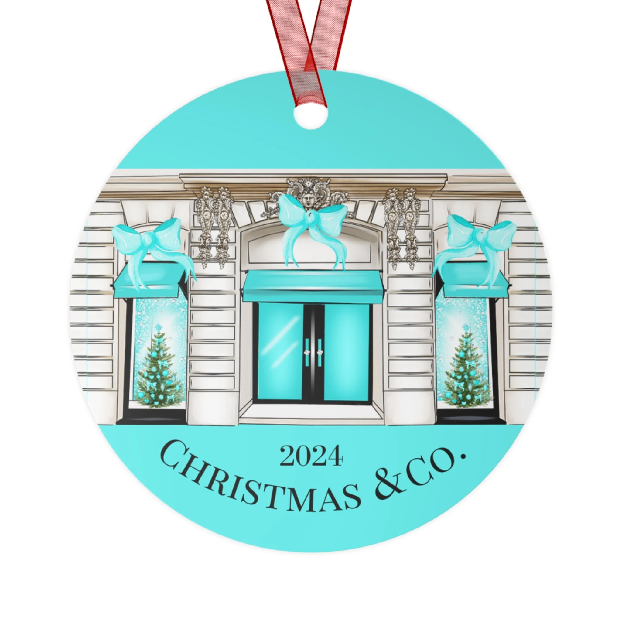 Breakfast at Tiffany's Christmas Shop Metal Ornaments Christmas & Co. 2024  thezebralady.com