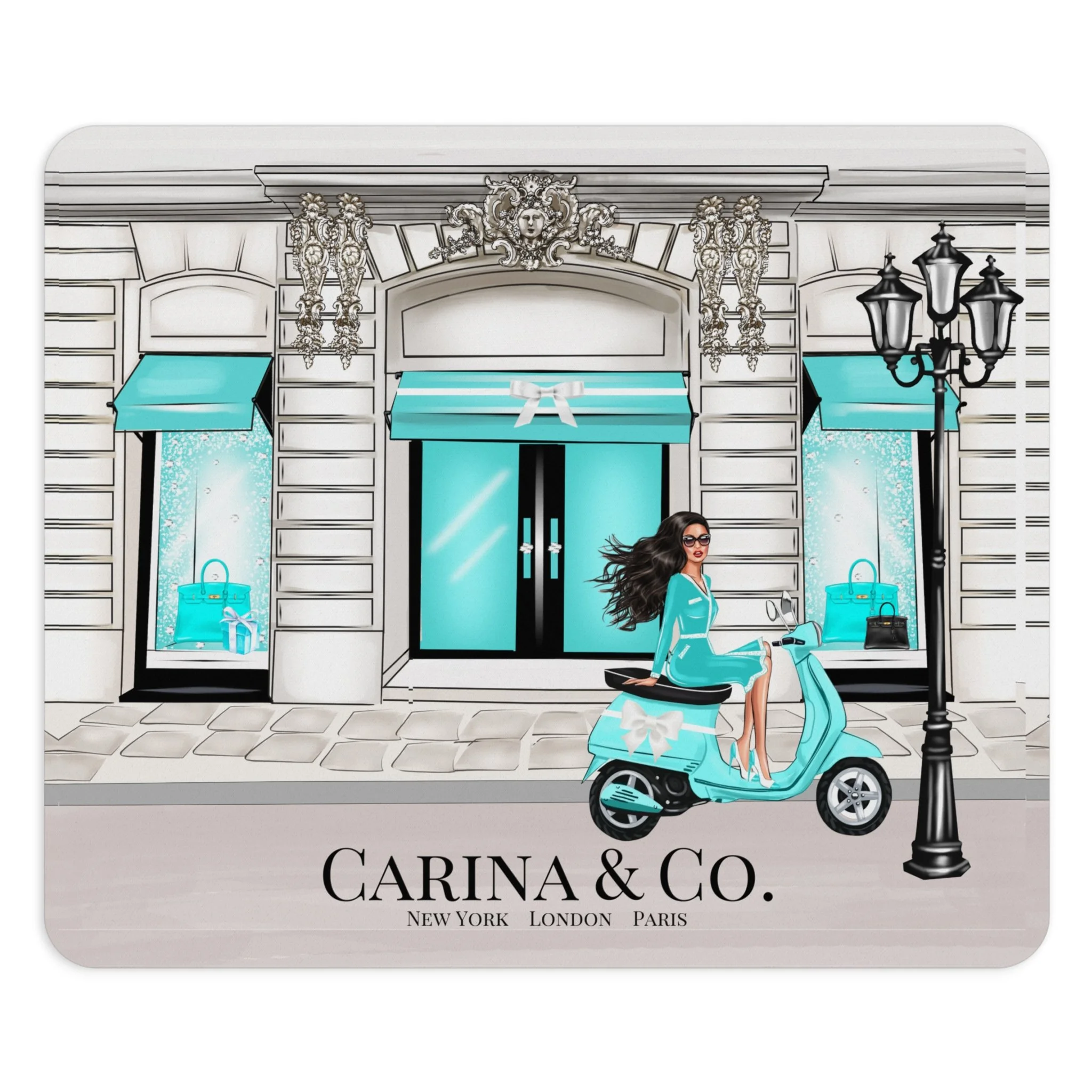 Personalized Breakfast at Tiffany's Scooter Girl  Mouse Pad