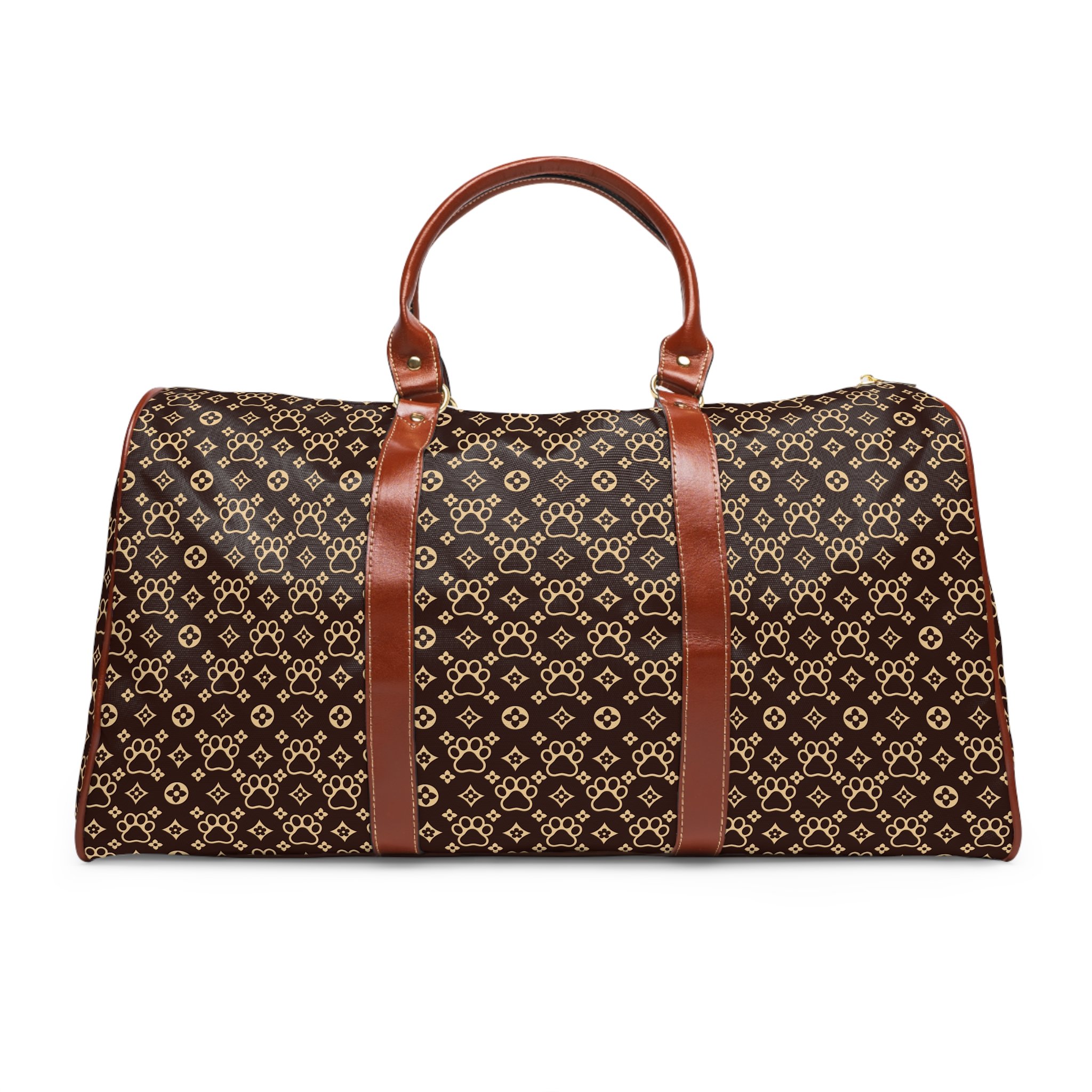 Fashion Luxury Paws Pawton Waterproof Brown Strap Trim Waterproof Travel Pet Bag