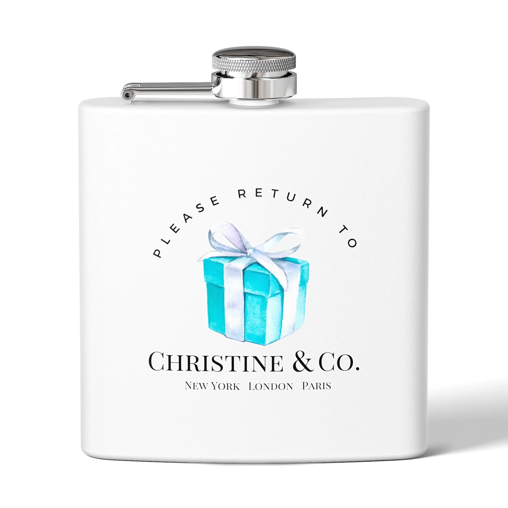 Personalized Please Return To Breakfast at Tiffany's  Stainless Steel Flask, 6oz
