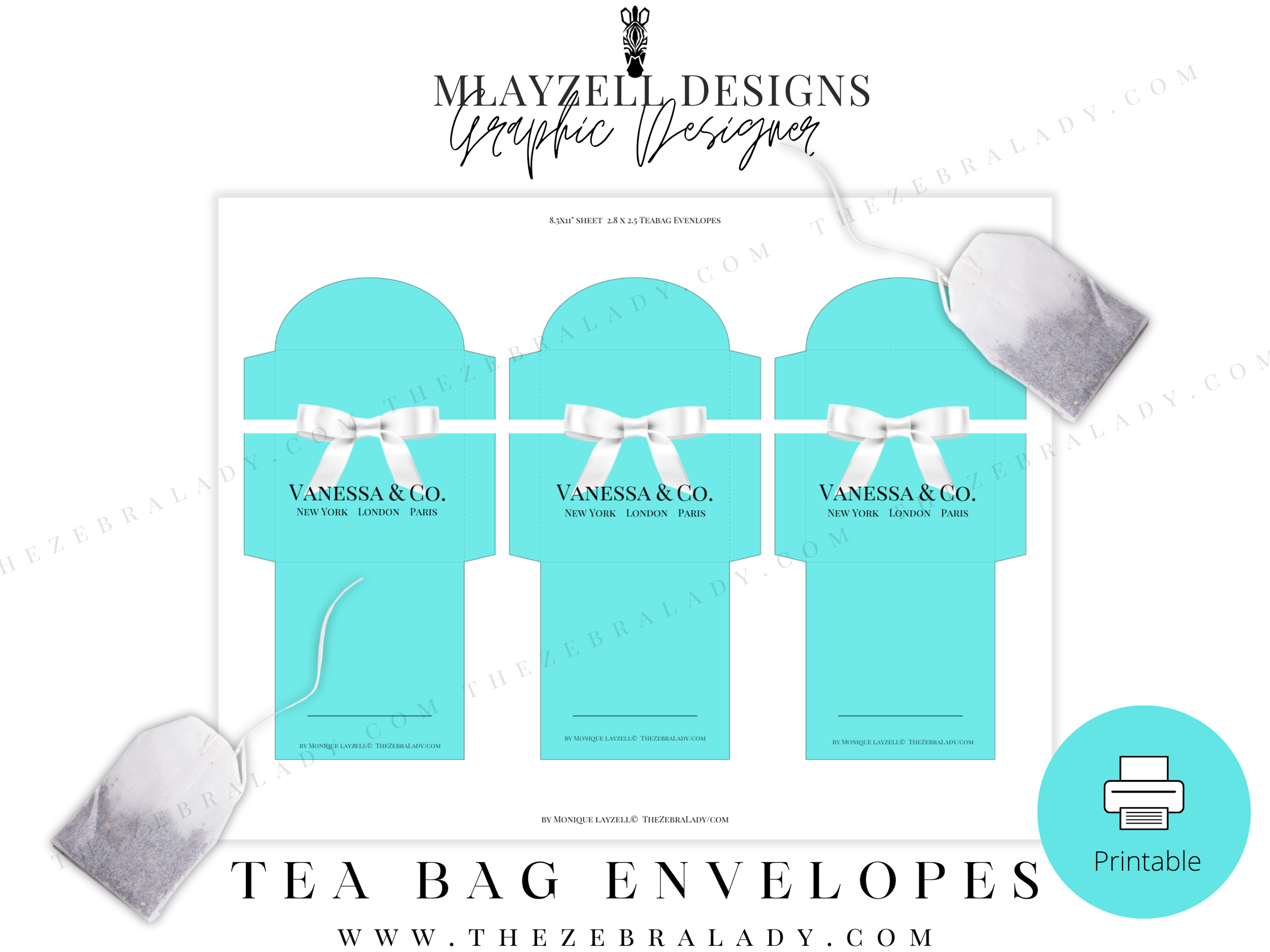 Personalized Name Only Breakfast at Tiffany's Tea Bag Envelopes Printable