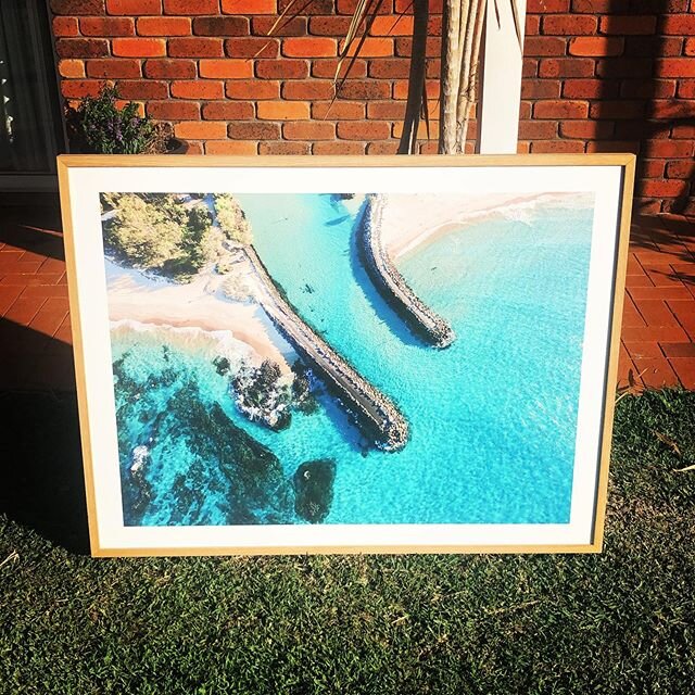 Cudgen creek from above . By @happynessphotography . 
Printed on rag and wrapped in oak . 
#kingscliff #tweedcoast #customframing #largeformatprinting #fineartprinting #wallart #cansonpaper #epson