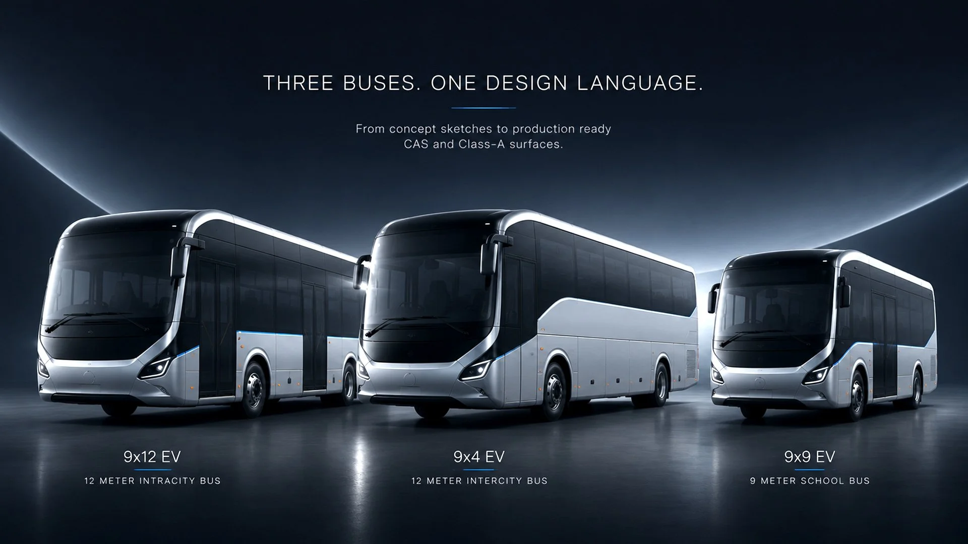Sankul Design Studio — India's Best Industrial Design Studio for Mobility, Healthcare, Consumer Products and Design Academy - Three Electric Buses design for Tata Motors EV - CAS and Class-A Surfacing
