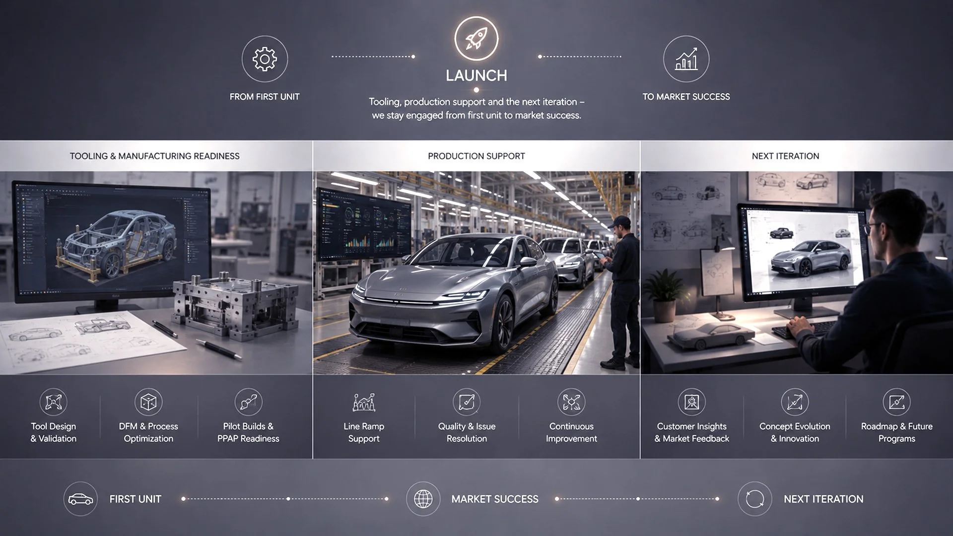 Production tooling and market launch phase — Sankul Design Studio methodology