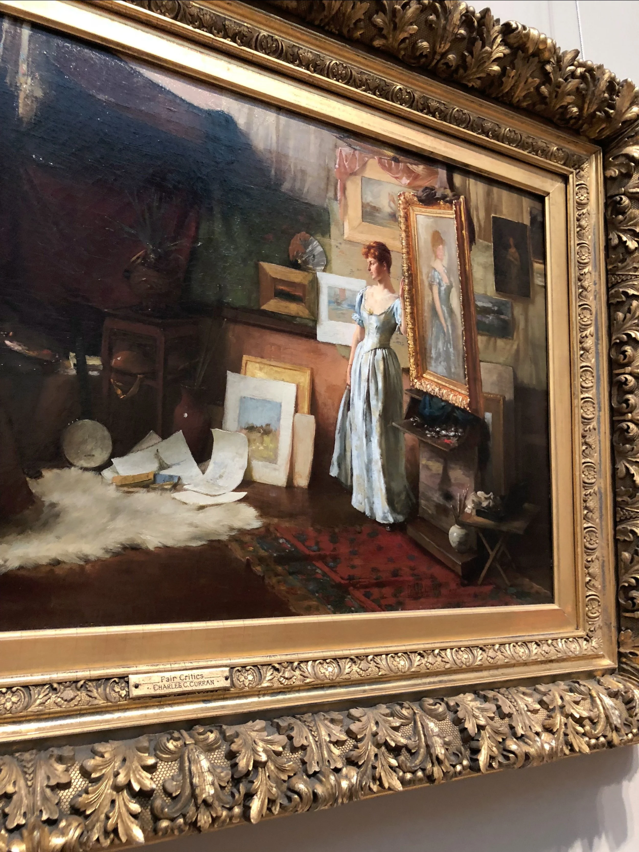 Fair Critics (Detail), 1887 by Charles Courtney Curran in gilded frame at the Metropolitan Museum of Art, Photograph by Amie Potsic