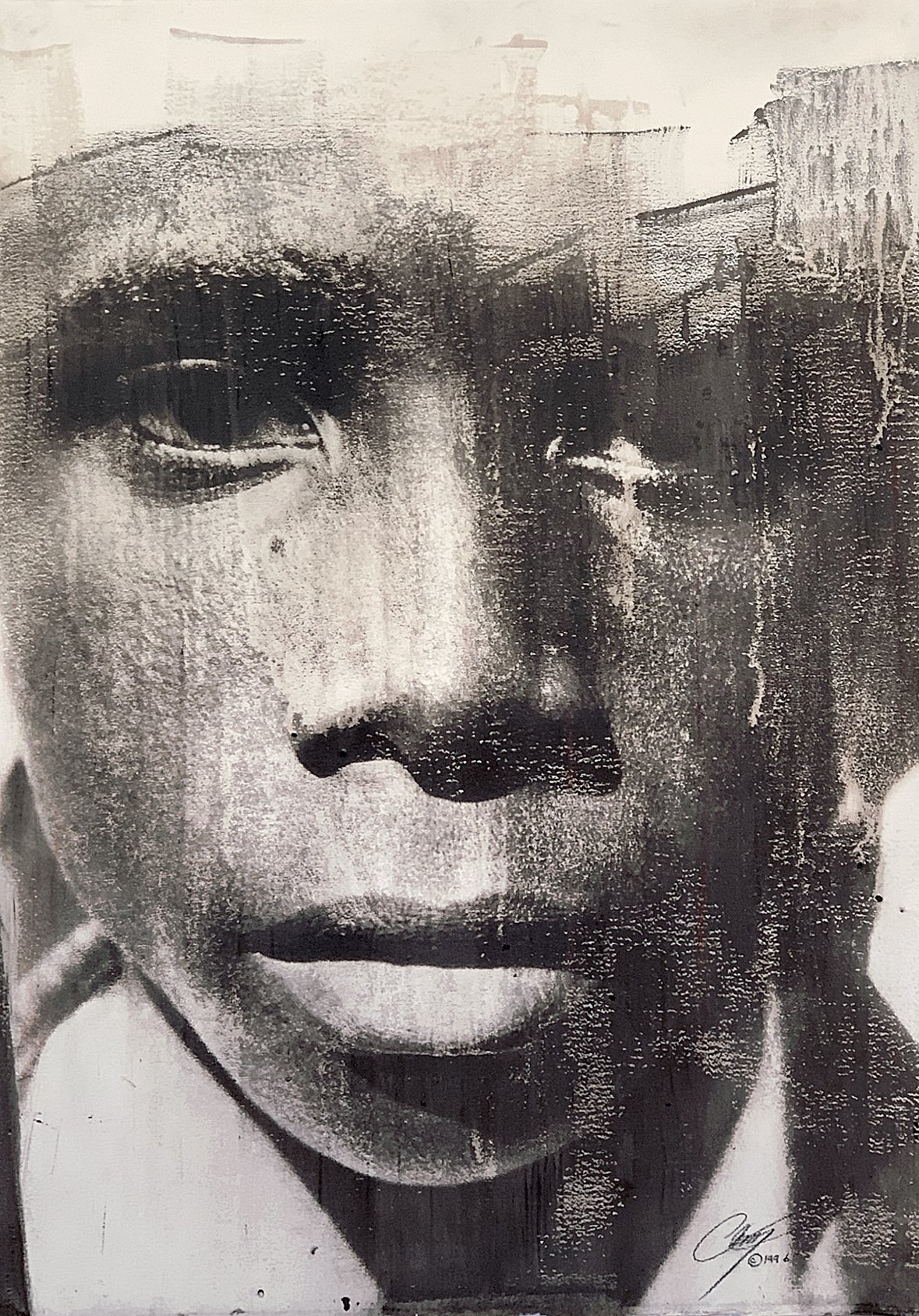  © Donald E. Camp,  Young Man #3 – Million Man March,  Casein and raw earth pigment on archival rag paper, Photographic Casein Monoprints, 41 x 29 inches, 1996 