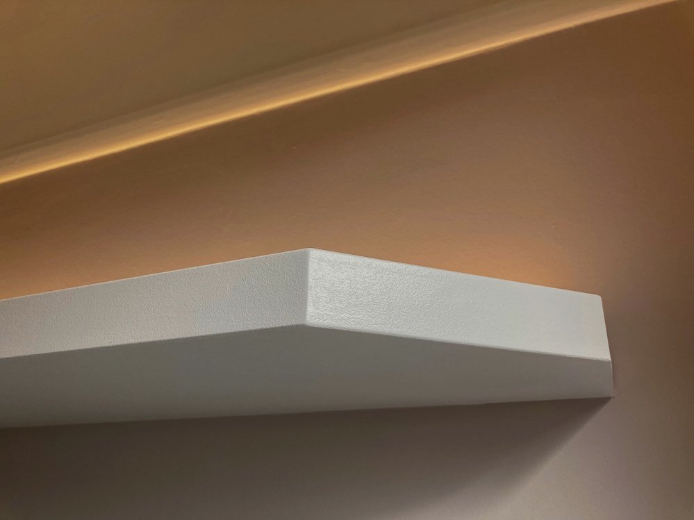 Painted floating shelf with LED light