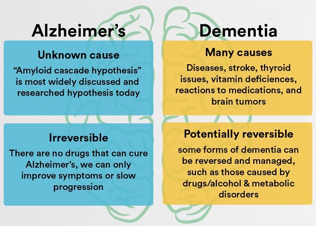 Here&rsquo;s the difference between Alzheimer&rsquo;s and Dementia.
.
.
.
#alzheimersawareness #alzheimersassociation #dementia #dementiacare #aging
