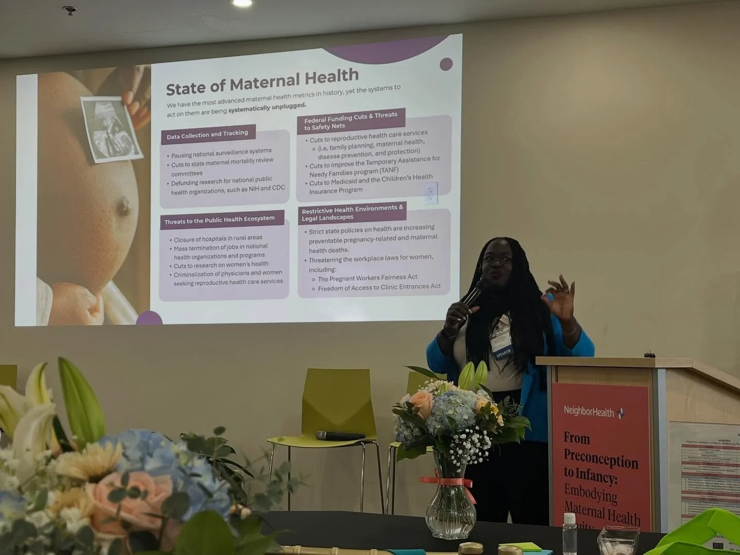 NBC Board Director and Maternal Health Badass @phdiva0618 from the @mother_lab delivered a moving keynote at Neighborhealth&rsquo;s gathering in Chelsea this morning! On o#outcomes in MA she said &ldquo;TLDR, it&rsquo;s not good y&rsquo;all.&rdquo;