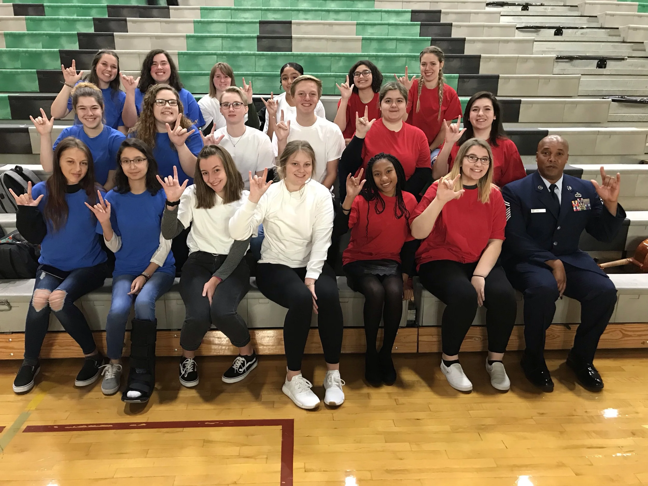 SMSgt Byron Ball with Emerald Ridge HS ASL students.