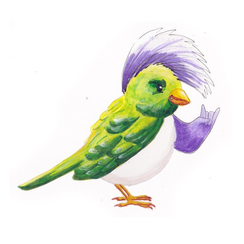 Party on, Wayne 🤘 After putting together a more traditional watercolor lesson, I thought it&rsquo;d be fun to add a little flair to this guy. Just for fun!
Watercolor lesson link in bio

#watercolorlesson #paintingabird #watercolorbird #tarastutoria