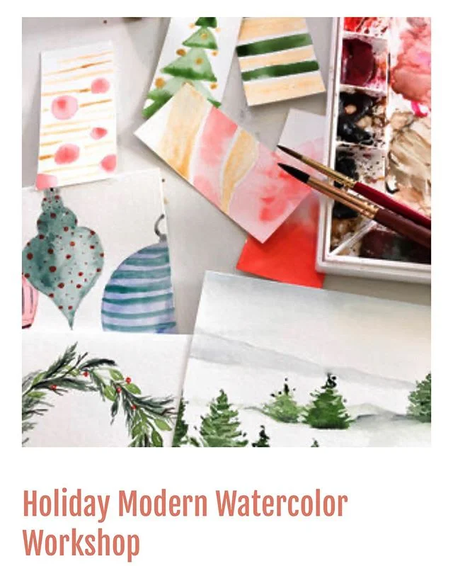 Really looking forward to this🎄🌟🎄
December 12th  Thursday night 6:30-8pm
🎄your perfect little workshop for your work crew/ fam/ ladies night / task oriented /festive DIY / gift giving/ holiday get together / modern watercolor workshop ❤️
🌟Join u