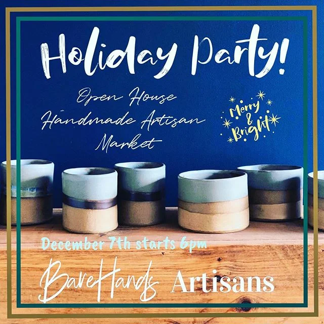 🌟Join Us 🌟Our First Holiday Party🌟BareHands Artisans hosting a Holiday get together/ Artisan Market .. Open House style and the more the MERRIER 🎄❤️
We are thrilled to be opening up the studio to familiar faces and new ones showcasing handmade ar