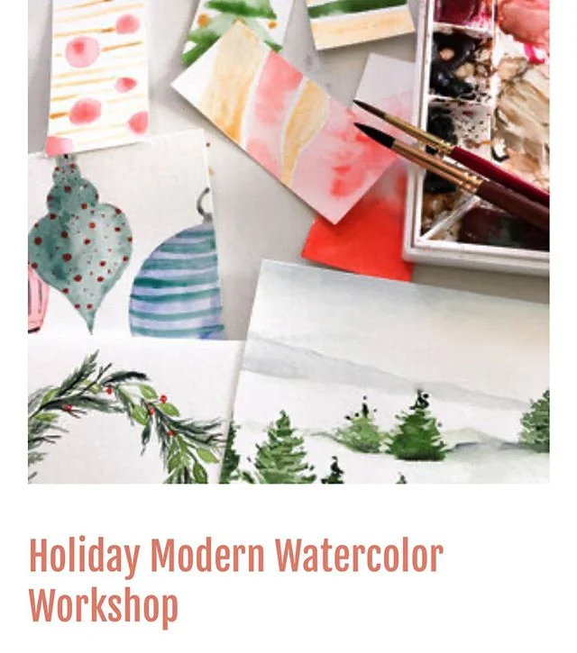 Holiday Modern Watercolor Workshop
🌟Date was moved to below NEW DATE!
Full description below - fun quickie get together that&rsquo;s productive and festive !

INSTRUCTOR: PRIYAM JANCOSKO
DATE: SATURDAY 12/14/2019
TIME: 3:30PM-5PM
AGE: ADULTS &amp; T