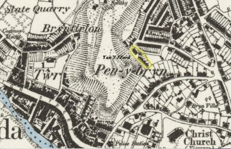 Tan Y Forrd Bethesda 1881. Tan Y Fford has long since been demolished.