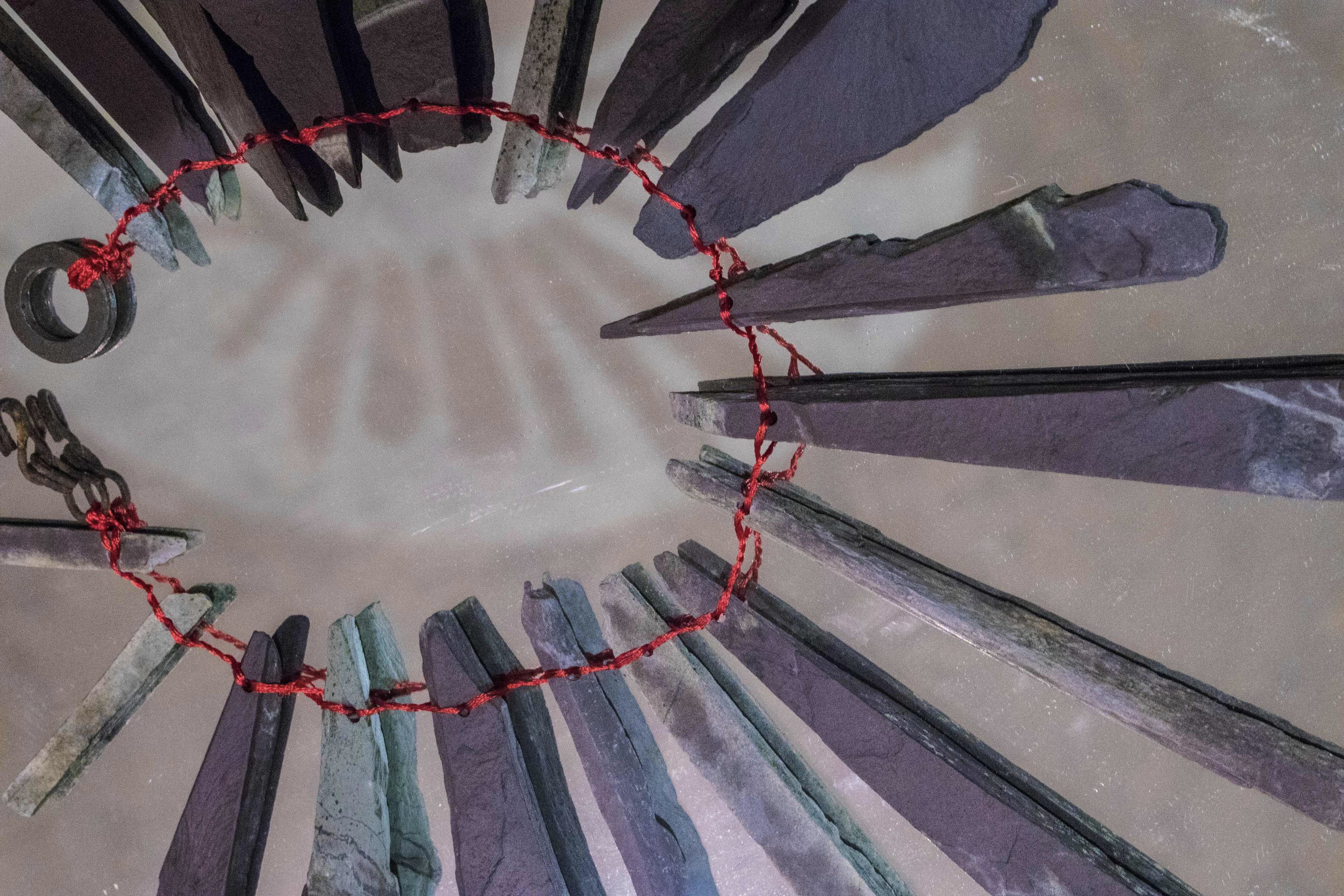 Detail of Gemwaith Llechi, slate necklace, 2019