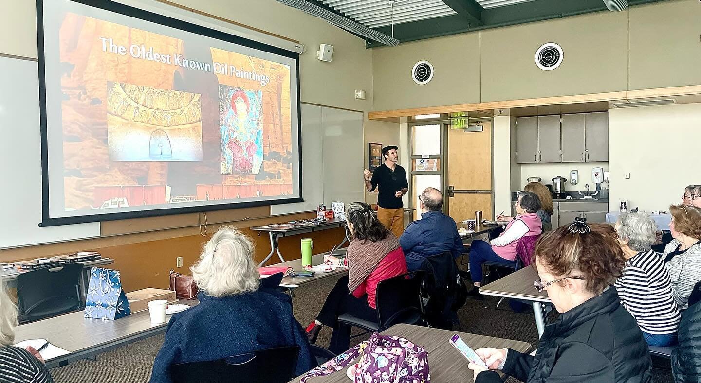 A big thank you to the Mercer Island Visual Arts League for inviting me to speak about the history, working properties, and techniques of oil painting. An engaging group and wonderful hospitality! #mivalgallery #oilpaint #rembrandtoilpaint #cobraoilp