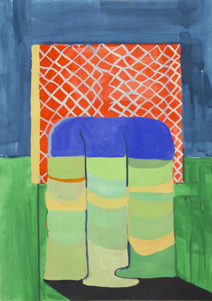  Matthew Russo,  Chain-Link , 2019, Acrylic on paper, 33 x 25 inches (framed) 