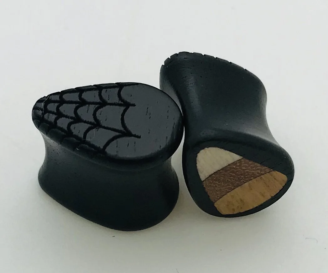 Candy Corn & Web Double Sided Wood Plugs — Halo Precision Piercing ...