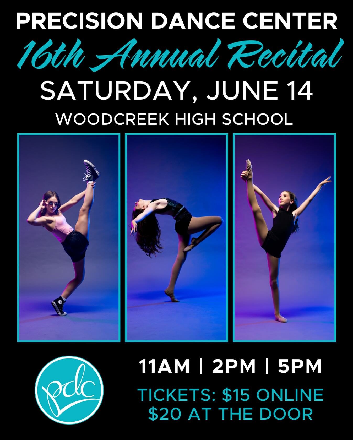 Our 16th Annual June Recital is less than 3️⃣ weeks away!  We have shows at 11am, 2pm, and 5pm (all different), and tickets go on sale TOMORROW!  Make sure you check your email for all of the latest recital information. 

We can&rsquo;t wait to see o