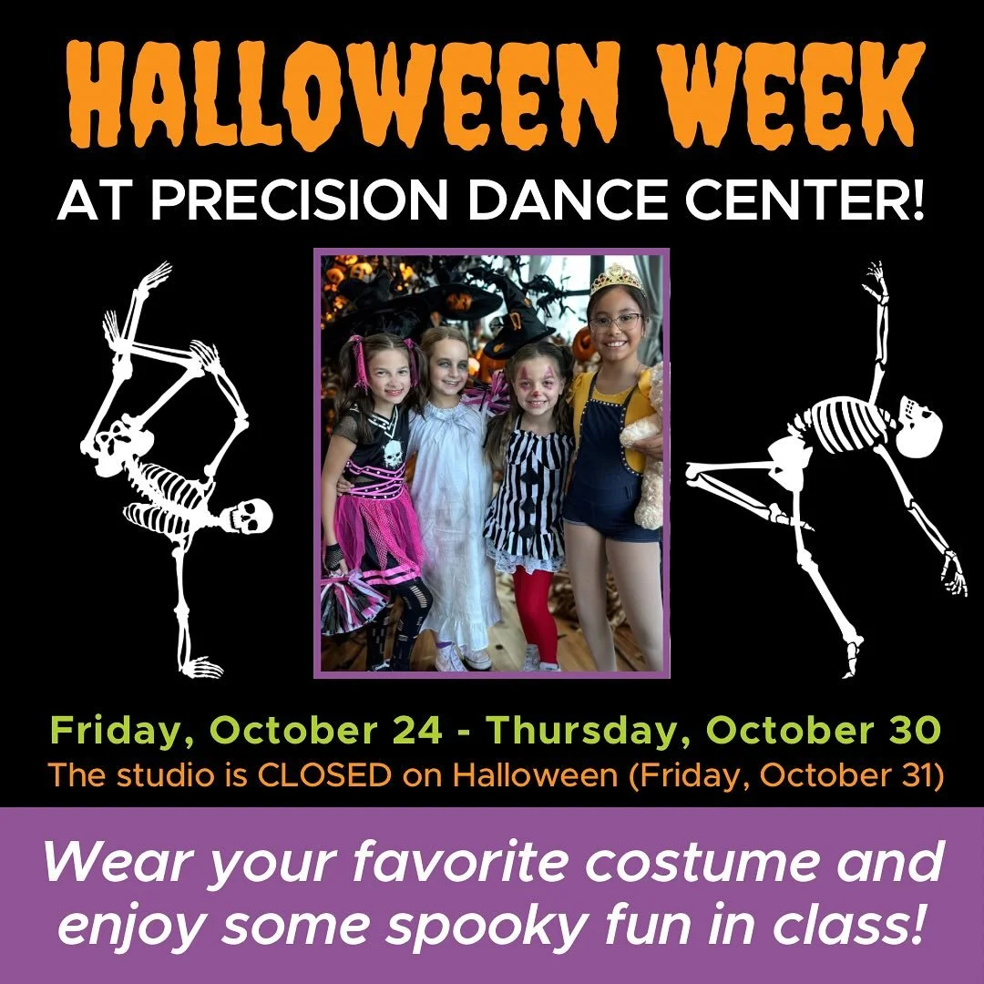 💀🎃👻🕸️Halloween Week starts TODAY at PDC!  We can’t wait to see your costumes in class!  Don’t forget the studio will be closed next Friday for Halloween. 🕸️👻🎃💀
#PDCFamily #HappyHalloween #costumes #HalloweenFun #danceinspiration