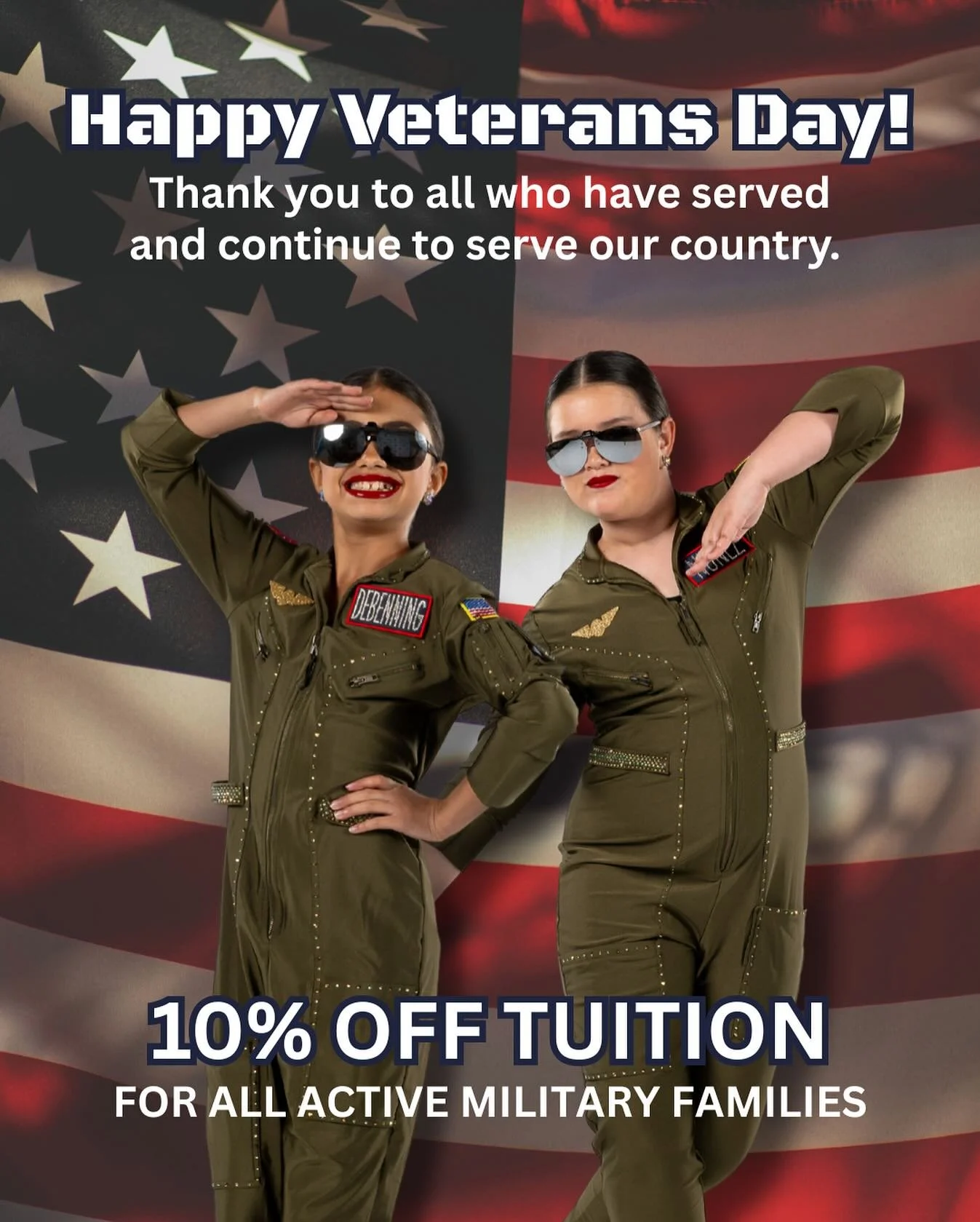 Today, we honor the brave men and women who have served and continue to serve our country. 🇺🇸 We are grateful for your courage, dedication, and sacrifice.

As a small token of appreciation, we offer 10% off tuition for all active military families.