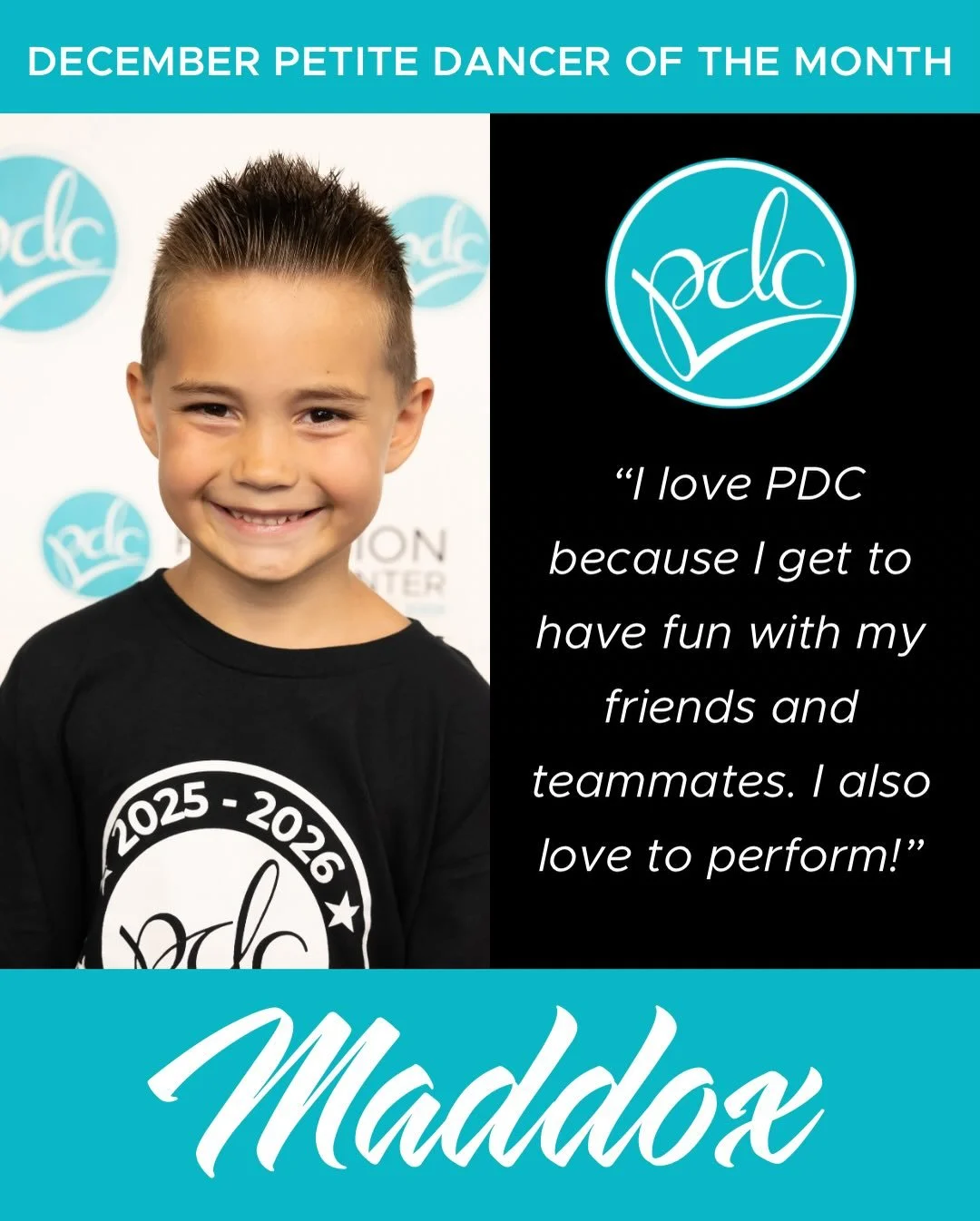 📣 We are excited to announce our December Dancers of the Month! 📣

🌟 Maddox &ndash; Petite DOTM 🌟 🌟 Ava &ndash; Junior DOTM 🌟 🌟 Addie &ndash; Teen DOTM 🌟 🌟 Layla &ndash; Senior DOTM 🌟

❤️ ✨ Huge congratulations to these talented and hard-wo