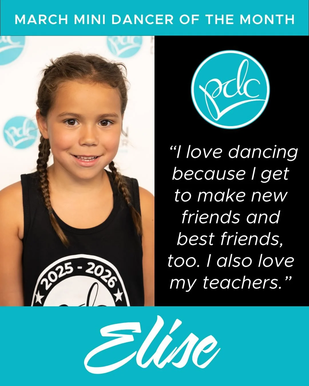 📣 We&rsquo;re thrilled to celebrate our March Dancers of the Month! 📣

🌟 Elise &ndash; Mini DOTM 🌟
🌟 Chloe &ndash; Petite DOTM 🌟 🌟 Carly &ndash; Junior DOTM 🌟 🌟 Madi &ndash; Teen DOTM 🌟 🌟 Halle &ndash; Senior DOTM 🌟

❤️✨ Huge congratulati