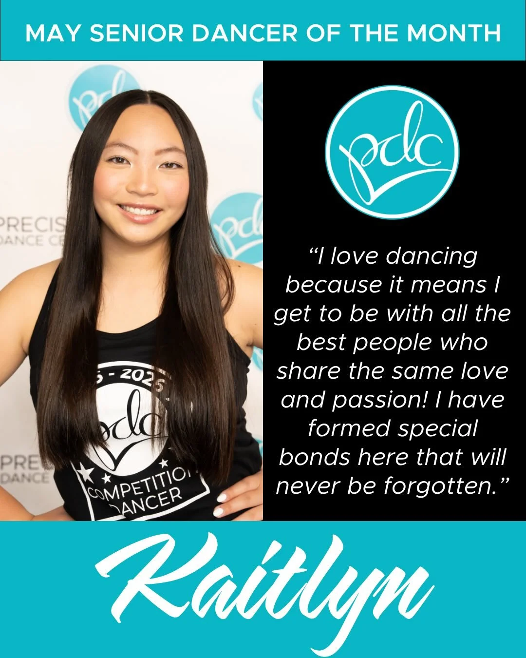 📣 We&rsquo;re excited to celebrate our May Dancers of the Month! 📣

🌟 Kaitlyn &ndash; Senior DOTM 🌟
🌟 Ivy &ndash; Teen DOTM 🌟
🌟 Rylee &ndash; Junior DOTM 🌟
🌟 Gemma &ndash; Petite DOTM 🌟
🌟 Katalina &ndash; Mini DOTM 🌟

❤️✨ A huge congratul