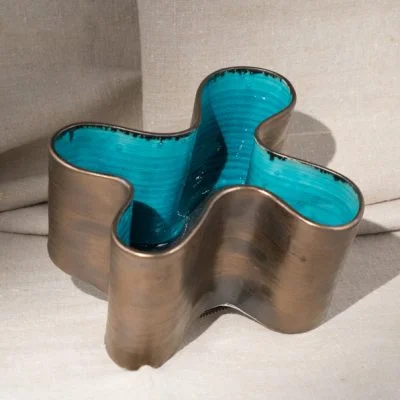 Teal Wavy Vase