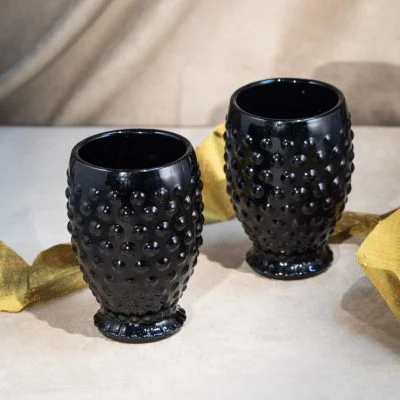 Black Hobnail Glass Tumblers