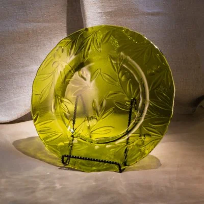 Olive Glass Impression Platter