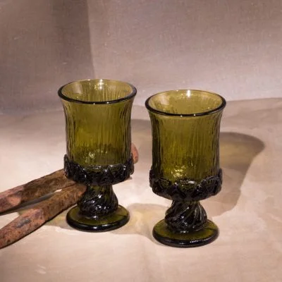 Olive Glass Goblets