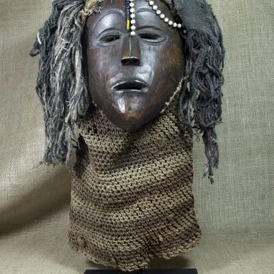 Chokwe Mwana Pwo Mask with Raffia