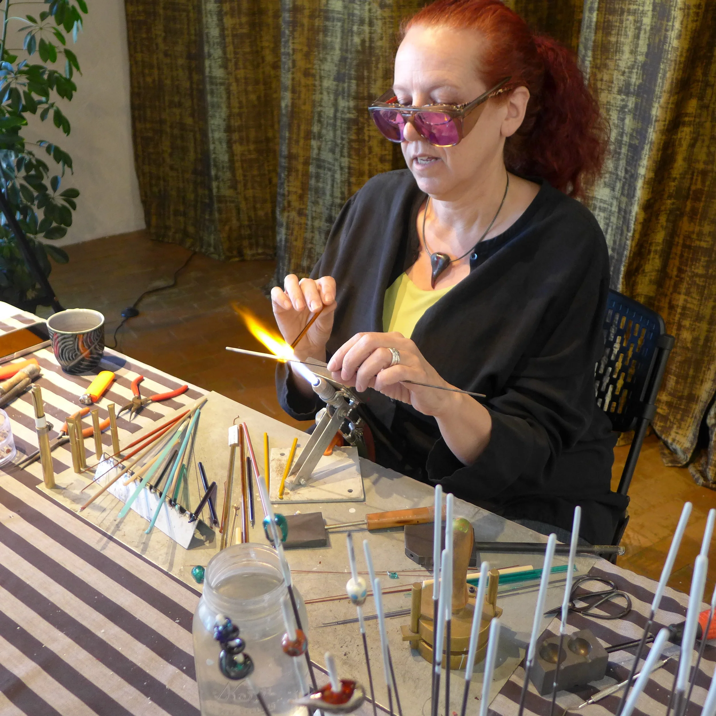 Glass Bead Making Demo: artisan Julie DeFeo   2016