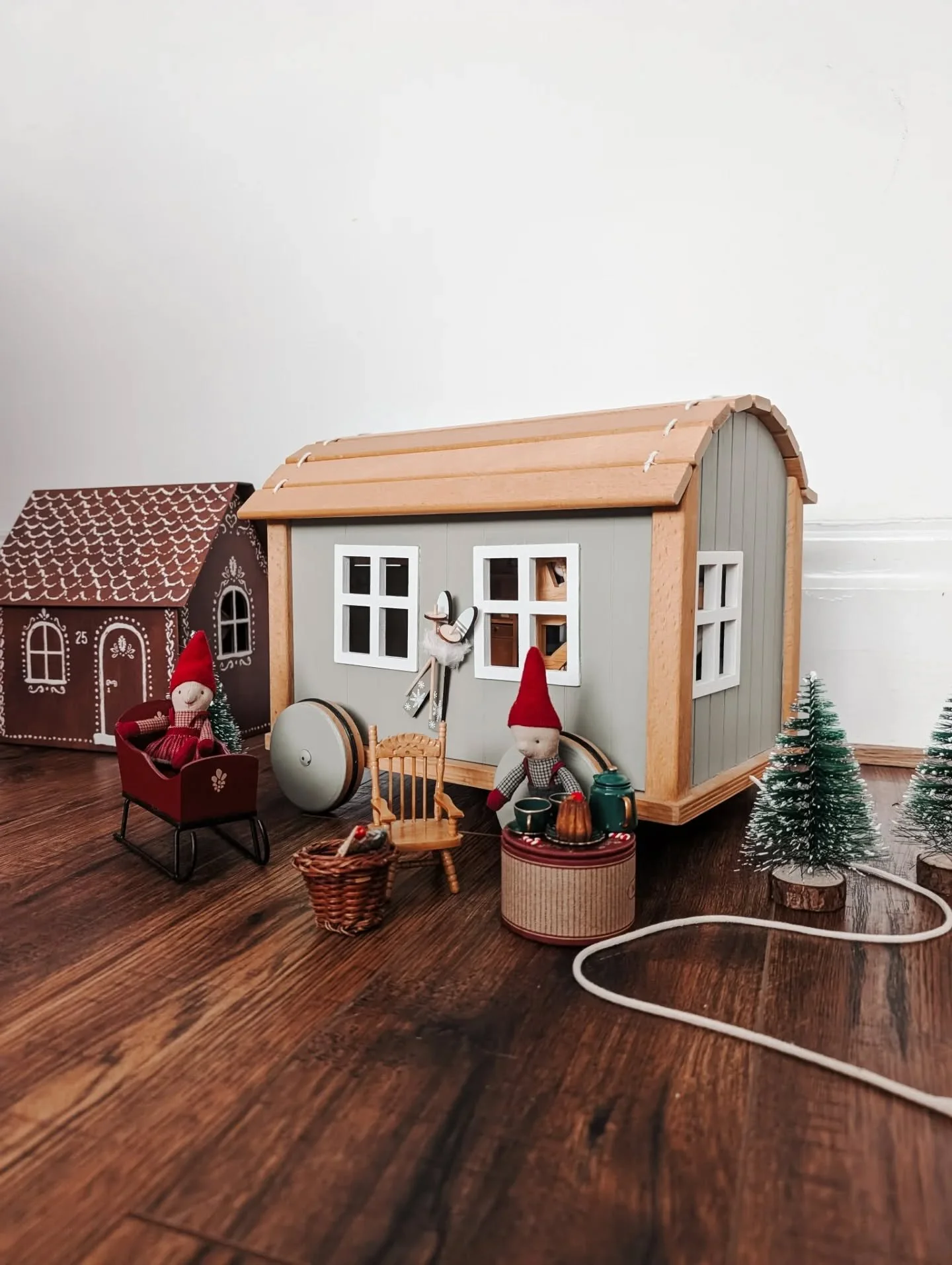 The lil shepherds hut that I thrifted and painted last year has been a complete hit again this year. Funny how hiding something away for a year and then bringing it out again can make it just as special as the first time they saw it. 
Hopefully we ca