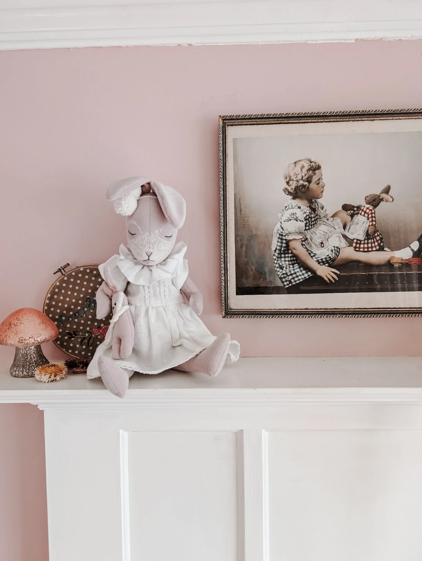 Picked up the old framed picture that hangs in their bedroom from an antique store. I didn't go in for a picture... but I kept circling back to look at it - until the lady grabbed me to chat. She told me it's a black and white photo which had been ha