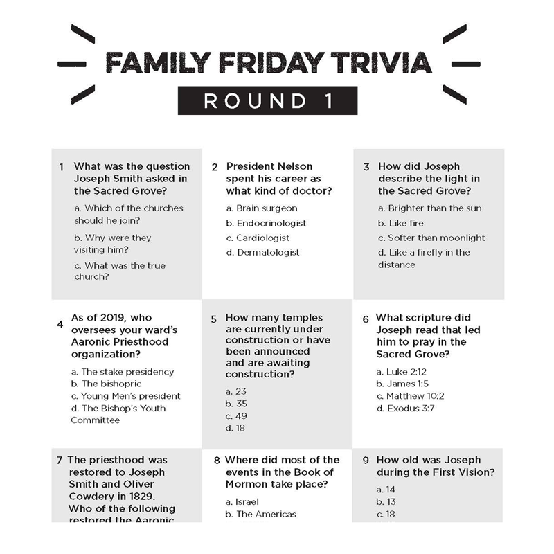 Family Friday Trivia - Downloadable PDF