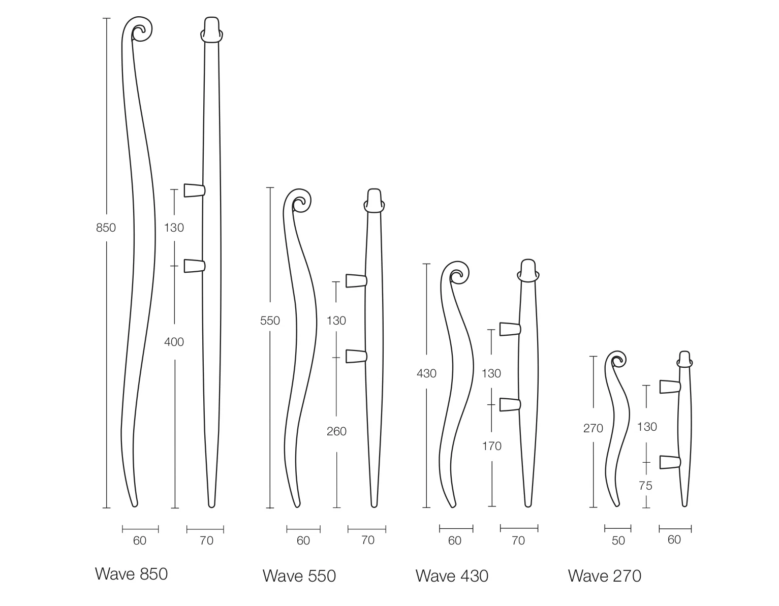 Dimensional Drawing Wave Pull Handle