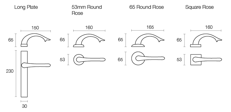 Dimensional Drawing Sprat Lever Handle