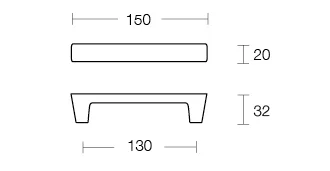 Dimensional Drawing Straight Slim Cabinet Handle