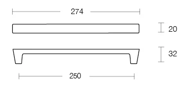 Dimensional Drawing Large Straight Slim Cabinet Handle