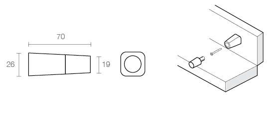 Dimensional Drawing Wall Mounted Door Knob
